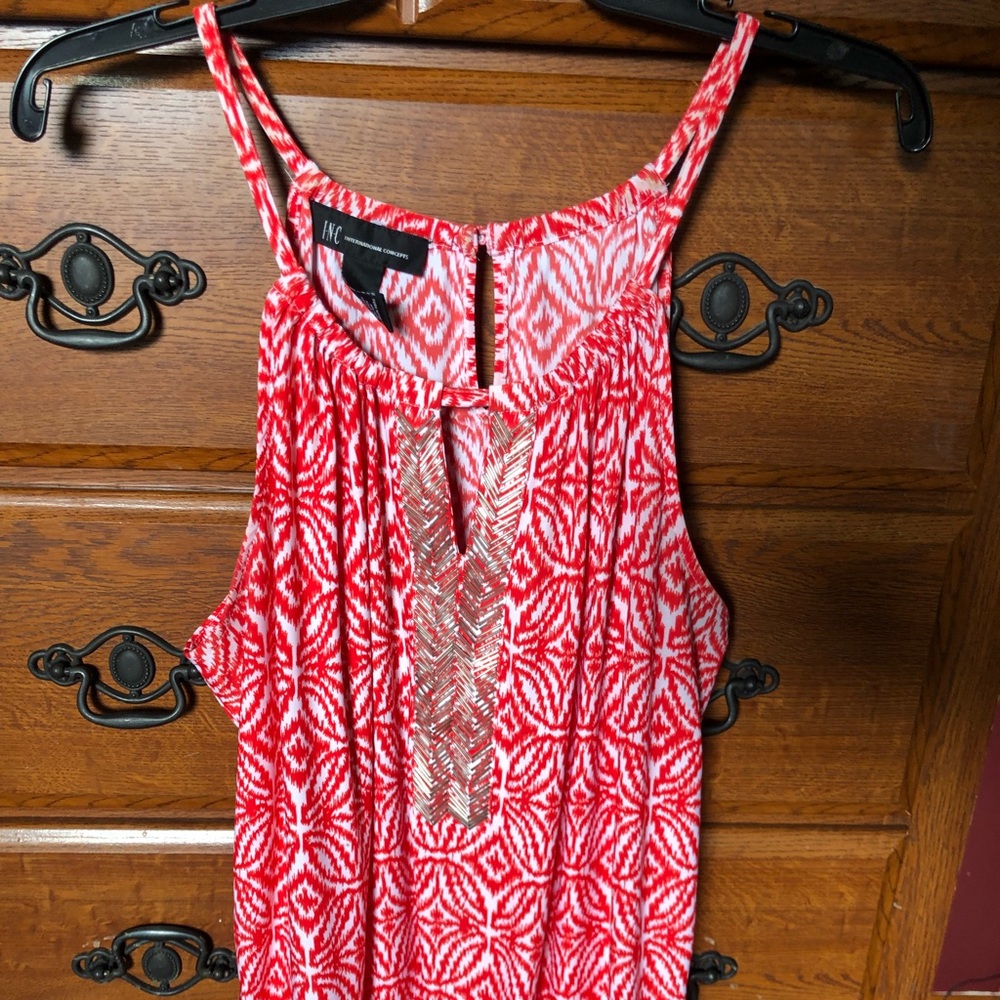 INC dress tank Sz   XL coral & white like new